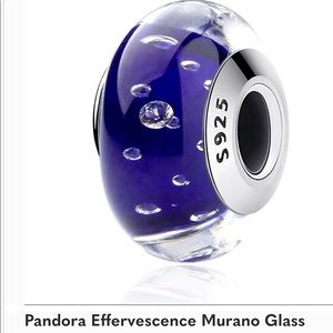 Pandora Effervescent Murano Glass Bead Blue